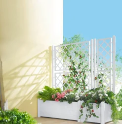 BADER Pflanzkasten mit Spalierwand WEISS