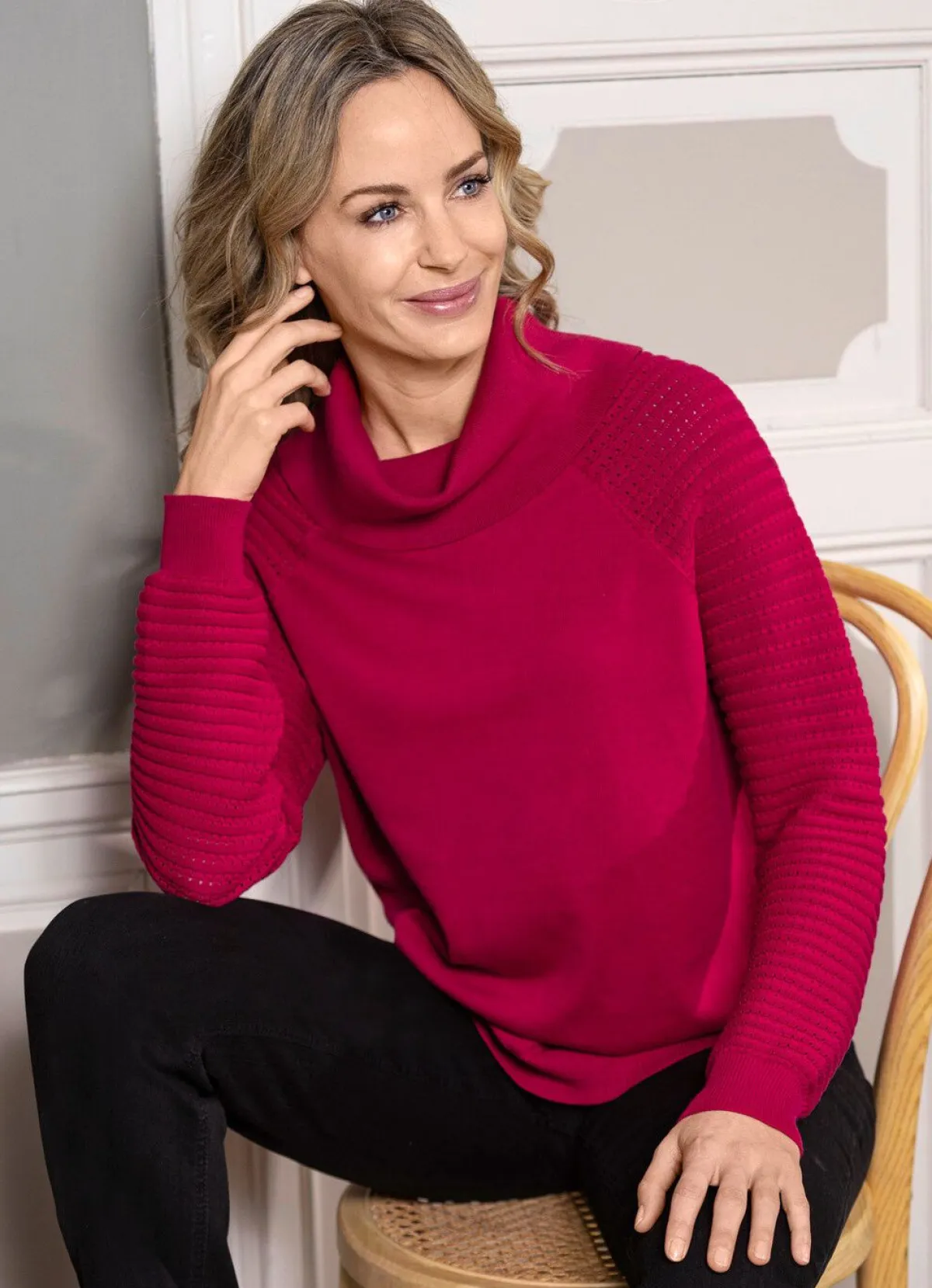 Best BADER Pima-Pullover in Feinstrick KIRSCHROT