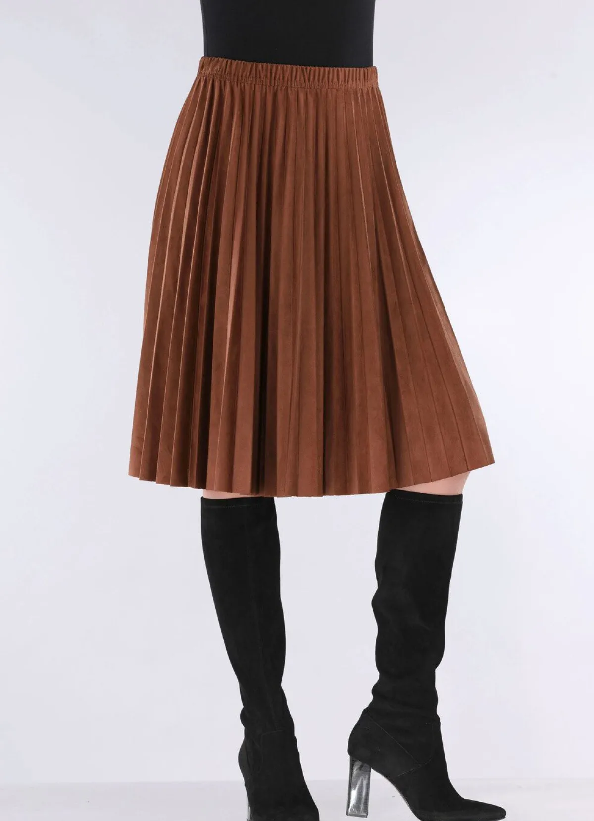 Best KLAUS MODELLE MADE IN GERMANY Plissee-Rock in topaktueller Wildleder-Oprik COGNAC