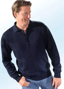 Hot BADER Polopullover mit kurzer Knopfleiste in 3 Farben MARINE