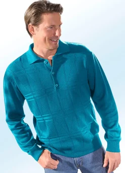 Online BADER Polopullover mit kurzer Knopfleiste in 3 Farben PETROL