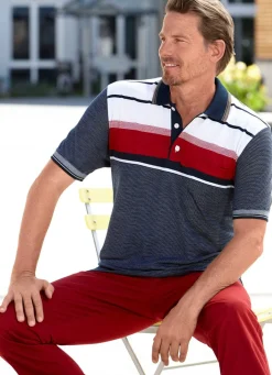 Discount BADER Poloshirt mit Brusttasche MARINE-WEISS-ROT