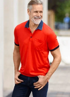 Hot BADER Poloshirt mit Kragen in Denim-Optik DUNKELORANGE