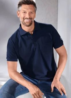 Discount BADER Poloshirt mit kurzer Knopfleiste MARINE