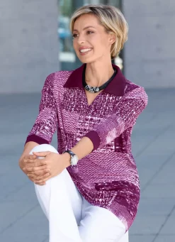 Best BADER Poloshirt mit 3/4-langen Ärmeln in 3 Farben LILA-BEERE