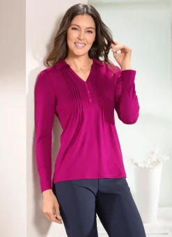 Best BADER Poloshirt mit kurzer Zierknopfleiste in 3 Farben FUCHSIA