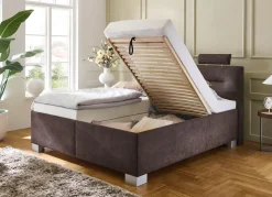 Discount BADER Polsterbett mit Einbaulattenrost und Bettkasten BRAUN
