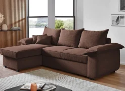 Hot BADER Polsterecke mit Bettfunktion und Bettkasten BRAUN