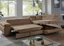Clearance BADER Polsterecke mit Bettfunktion und Bettkasten BRAUN