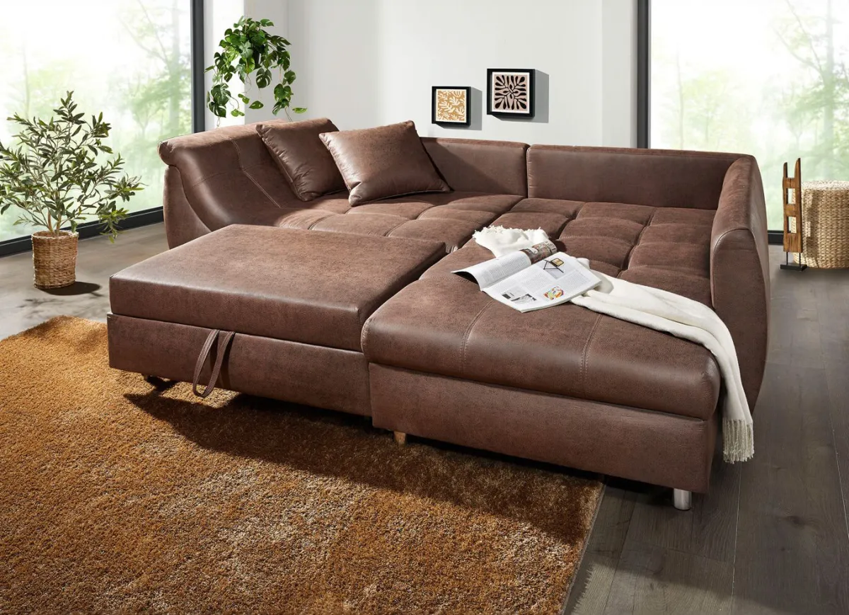 Sale BADER Polsterecke mit Bettfunktion BRAUN
