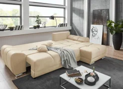 Discount BADER Polsterecke mit Bettfunktion und Bettkasten CREME