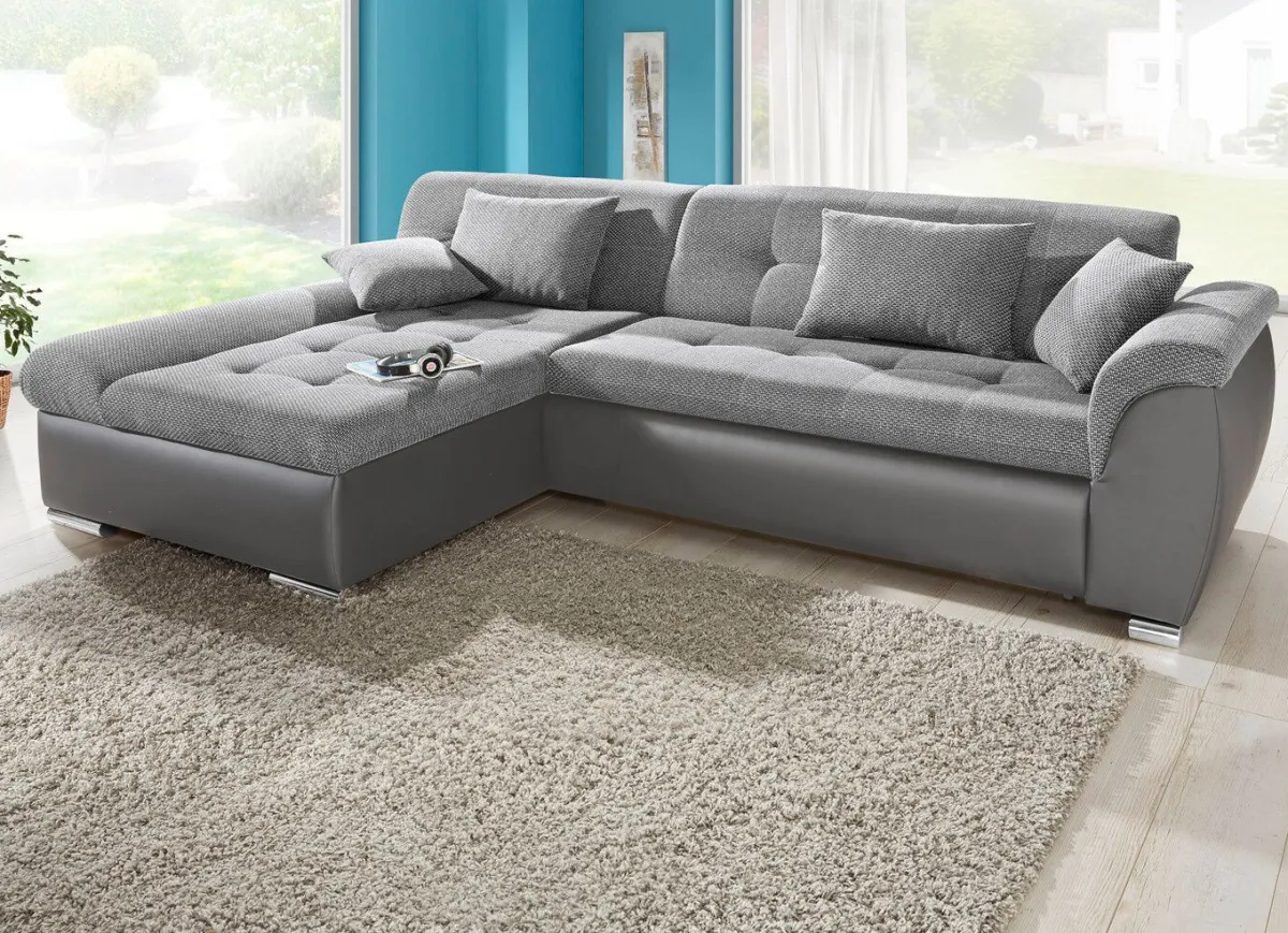 Online BADER Polsterecke mit Bettfunktion GRAU-SILBER