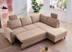 Sale BADER Polsterecke mit Bettfunktion und Ottomane BEIGE