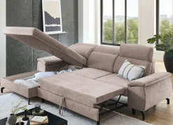 BADER Polsterecke mit Bettfunktion und Bettkasten BEIGE