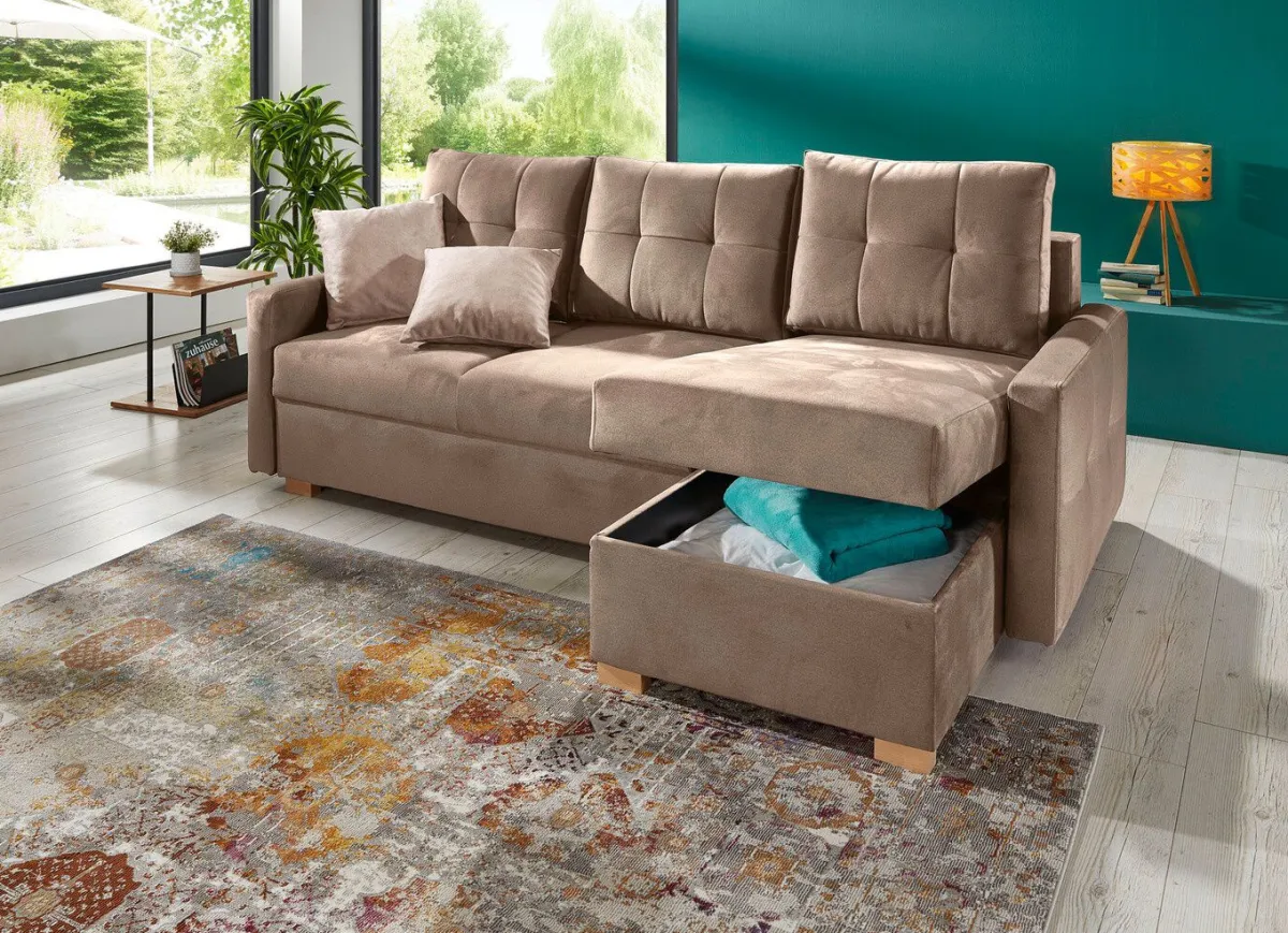 Sale BADER Polsterecke mit Bettfunktion TAUPE