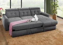New BADER Polsterecke mit Bettfunktion und Bettkasten ANTHRAZIT