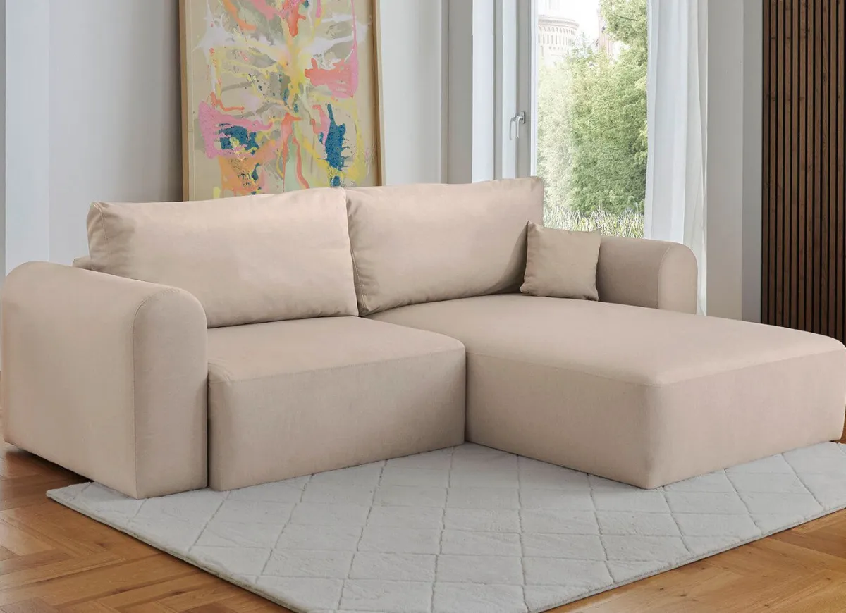 Sale BADER Polsterecke mit Bettfunktion und Dekokissen CREME