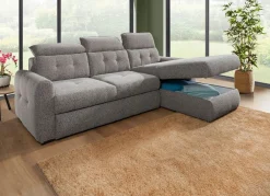 New BADER Polsterecke mit Bettfunktion und Bettkasten GRAU