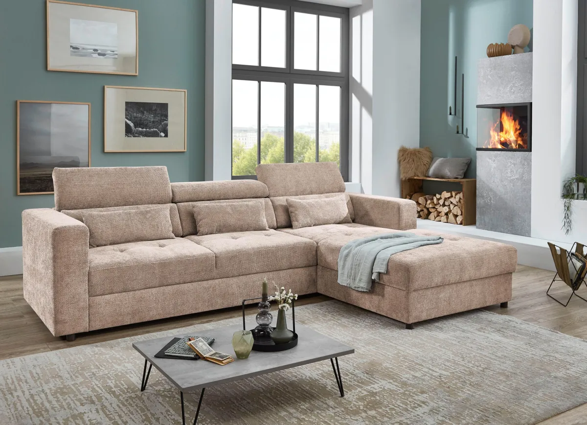 Hot BADER Polsterecke mit Bettfunktion beige