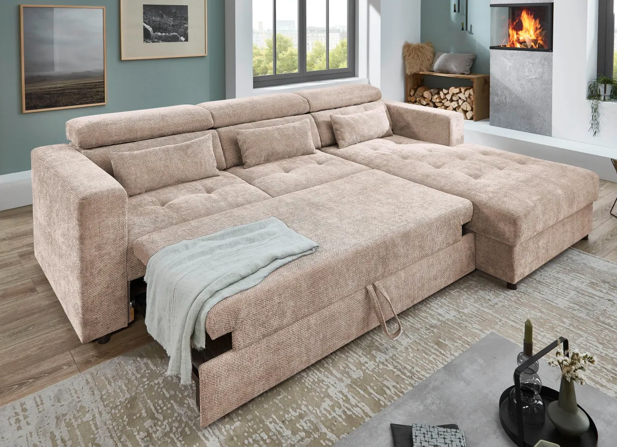 Hot BADER Polsterecke mit Bettfunktion beige
