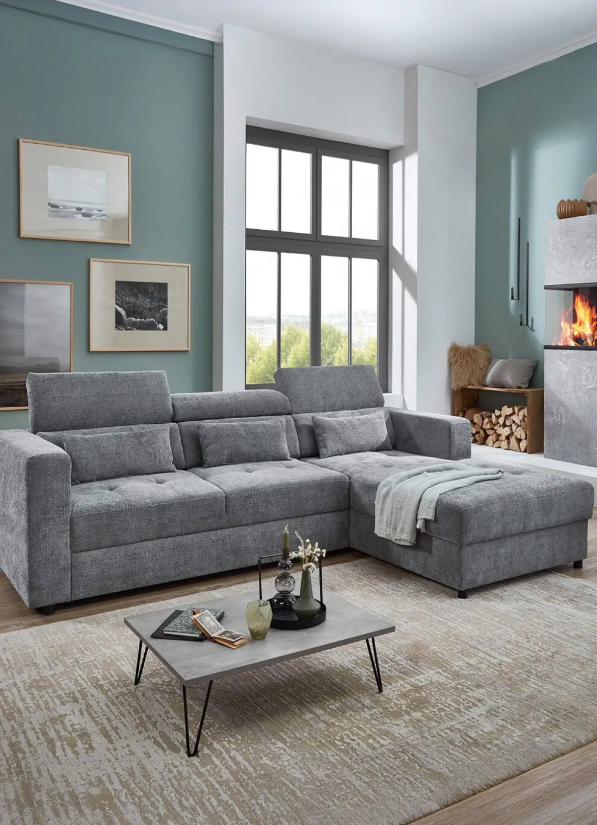 Outlet BADER Polsterecke mit Bettfunktion grau