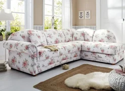Online BADER Polsterecke mit Bettfunktion und Bettkasten WEISS-ROSA