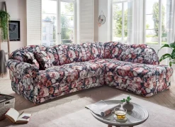 Discount BADER Polsterecke mit Bettfunktion und Bettkasten BLAU-ROT