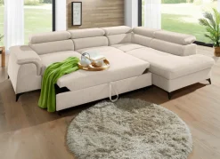 Clearance BADER Polsterecke mit Bettfunktion und verstellbaren Kopfstützen CREME