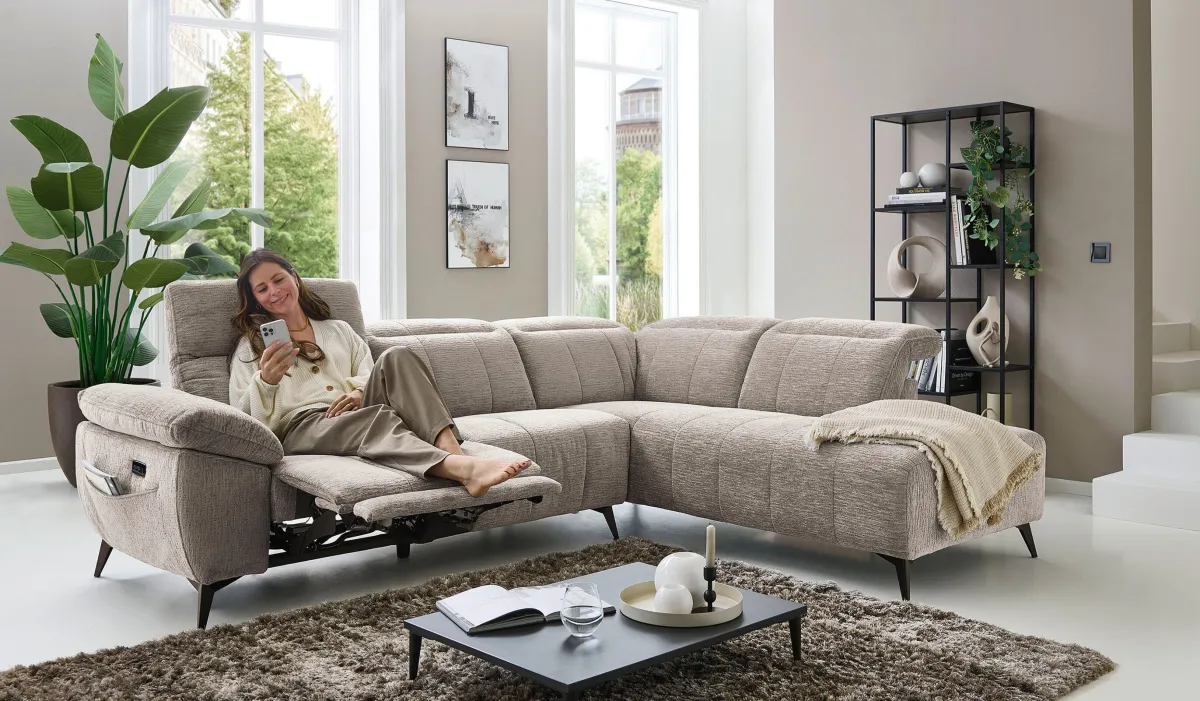 New BADER Polsterecke mit Funktion beige