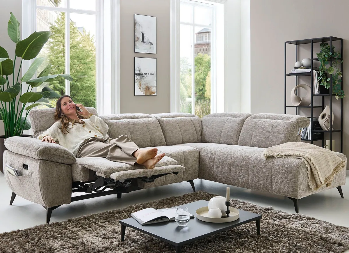 New BADER Polsterecke mit Funktion beige