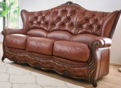 Discount BADER Polstermöbel aus Massivholz mit echtem Leder-Bezug BRAUN