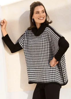 Hot BADER Poncho-Pulli mit weichem Griff SCHWARZ-WEISS