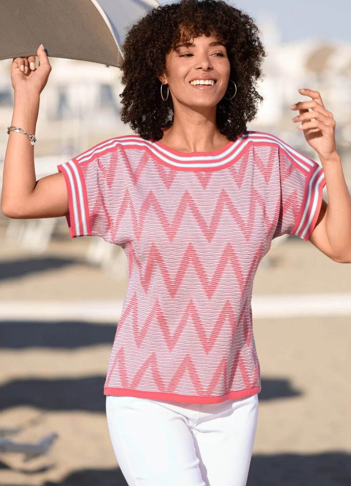 BADER Pulli in edlem Strukturmix HUMMER-ECRU-GRAU