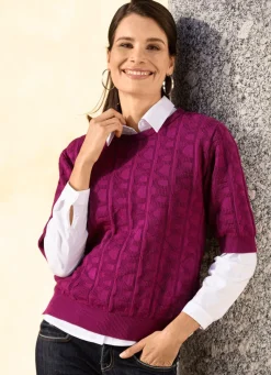 Online BADER Pulli in Strickmix FUCHSIA