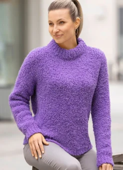 Outlet BADER Pullover aus Bouclé mit Alpaka LILA