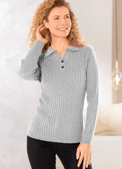 New BADER Pullover aus Bouclégarn HELLGRAU MELIERT