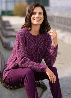 Online BADER Pullover aus hochwertigem Bouclégarn MAGENTA-LILA-MULTICOLOR