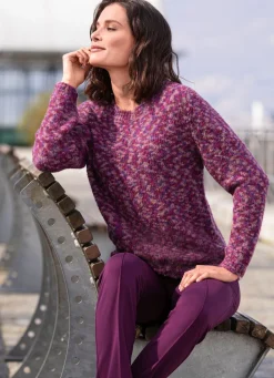 Online BADER Pullover aus hochwertigem Bouclégarn MAGENTA-LILA-MULTICOLOR