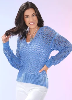 Outlet BADER Pullover aus hochwertigem Glanzeffektgarn HELLBLAU MELIERT