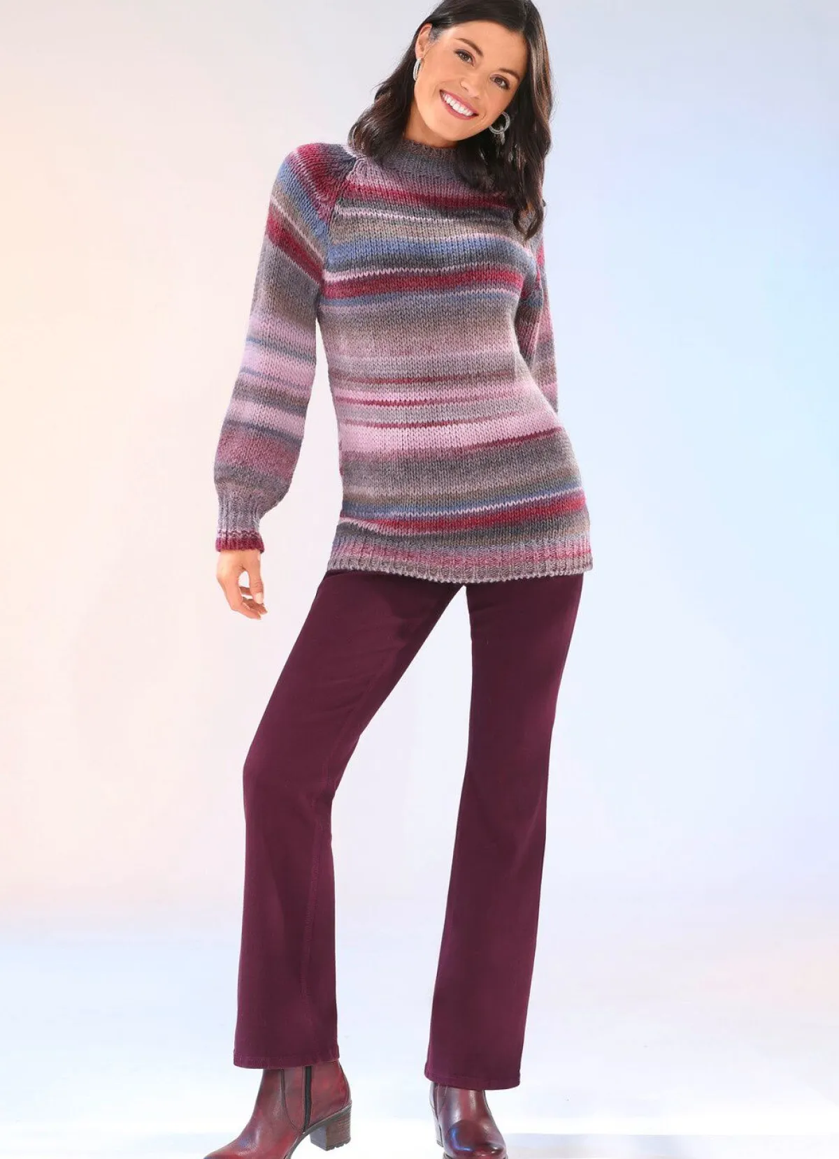 Online BADER Pullover aus hochwertigem Multicolorgarn mit Schurwolle ROSÉ-MULTICOLOR
