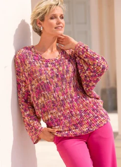 Discount BADER Pullover aus hochwertigem Bändchengarn PINK-LILA-MULTICOLOR