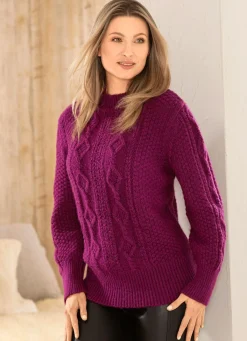 Discount BADER Pullover aus Melangegarn BEERE MELIERT