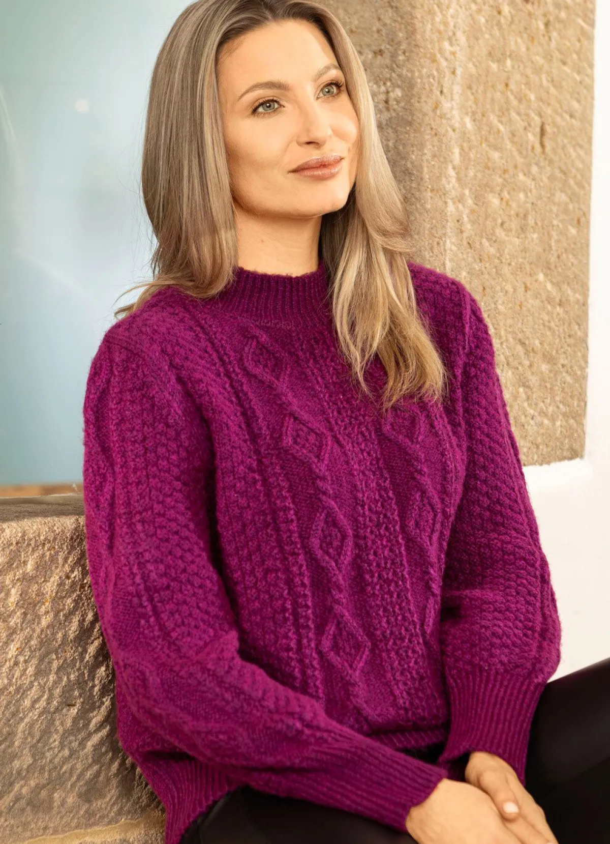 Discount BADER Pullover aus Melangegarn BEERE MELIERT