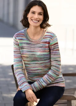 BADER Pullover aus Melangegarn GRÜN-BRAUN-MULTICOLOR