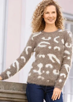 Best BADER Pullover aus superweichem Garn TAUPE-ECRU