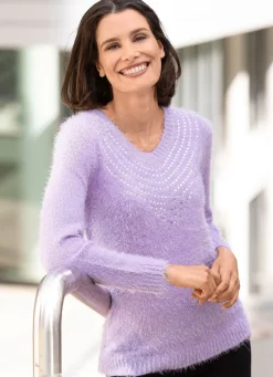 Clearance BADER Pullover aus superweichem Effektgarn FLIEDER