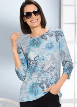 Clearance BADER Pullover aus weich fließendem Material ECRU-TÜRKIS-MULTICOLOR