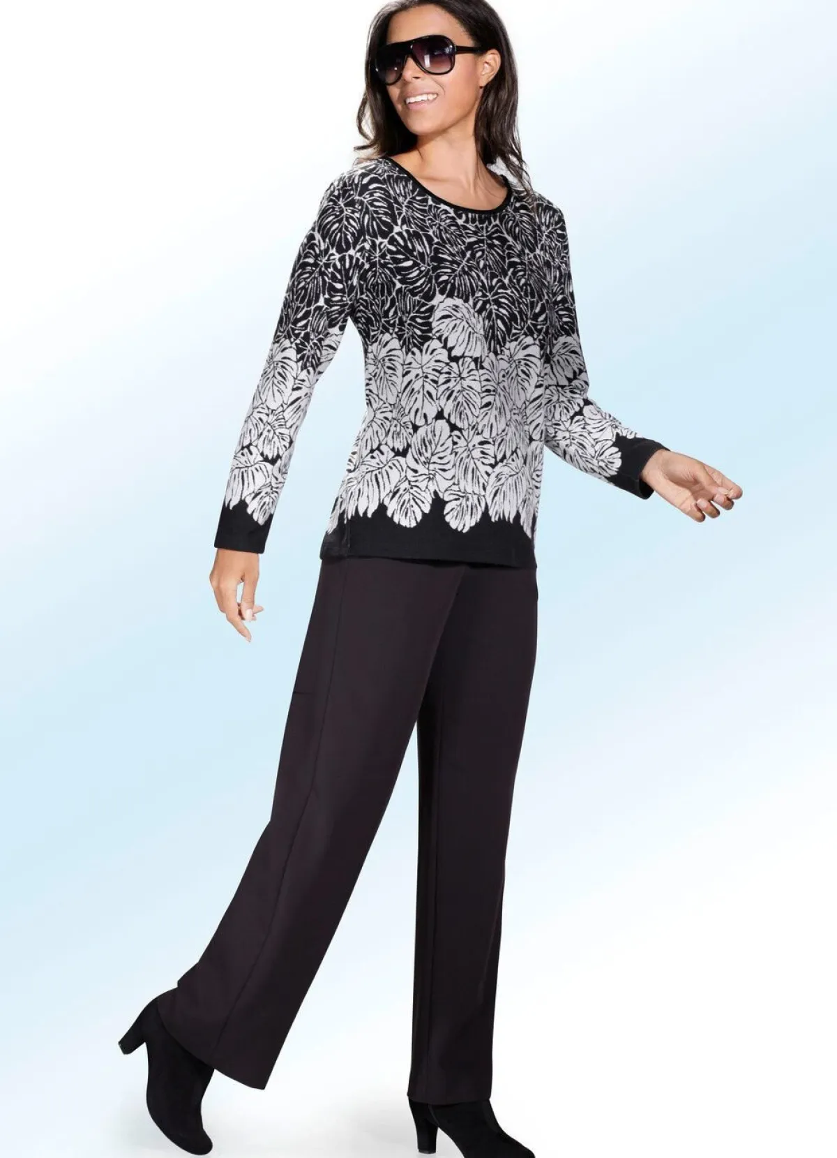 Online BADER Pullover aus weichem Material SCHWARZ-ECRU