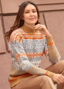 Best laurakent Pullover in aufwendigem Mustermix CAMEL-ORANGE-MULTICOLOR