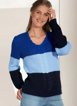 New BADER Pullover in Color-Blocking ROYALBLAU-HELLBLAU-MARINE